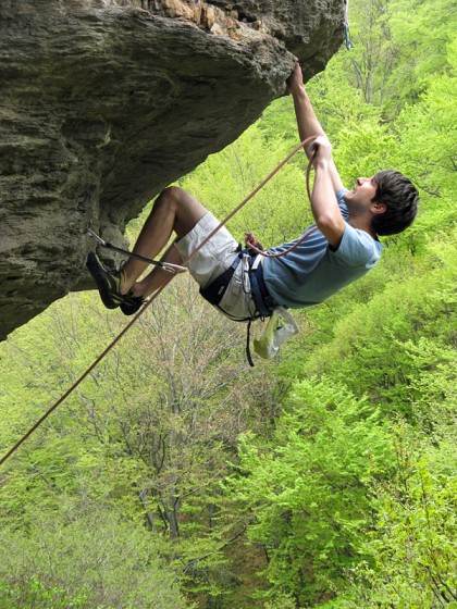 Climber clipping