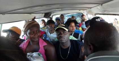 Mozambique packed/crowded minibus taxi